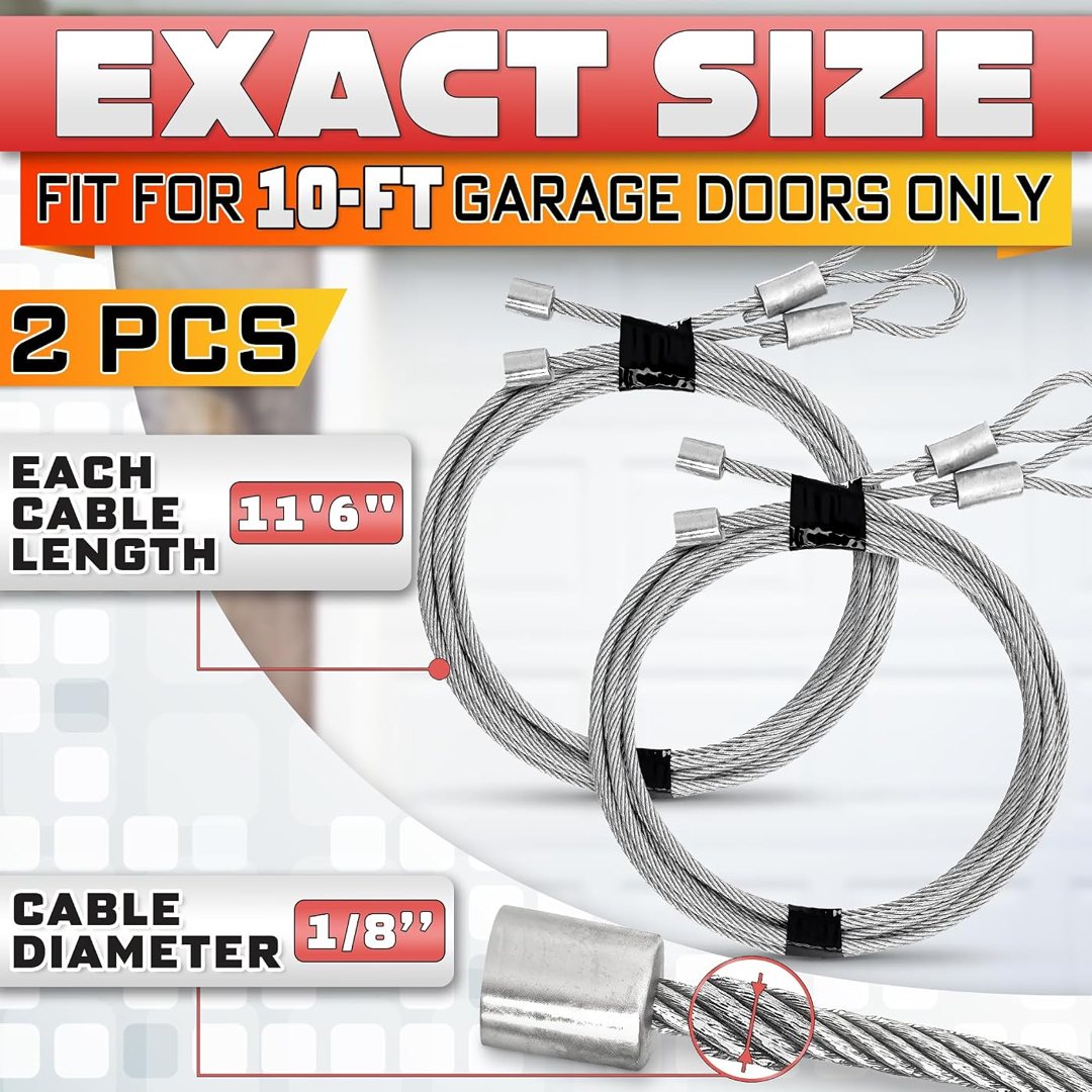 10 Ft Garage Door Cable Replacement Kit, 11 Ft 6 in, Pack of 2, view 3
