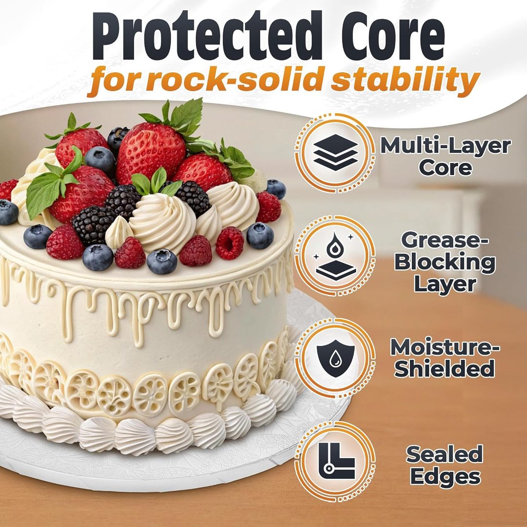 10 Inch Round Cake Board, White Cake Drum, 1/2 Inch Thick Cardboard, view 4