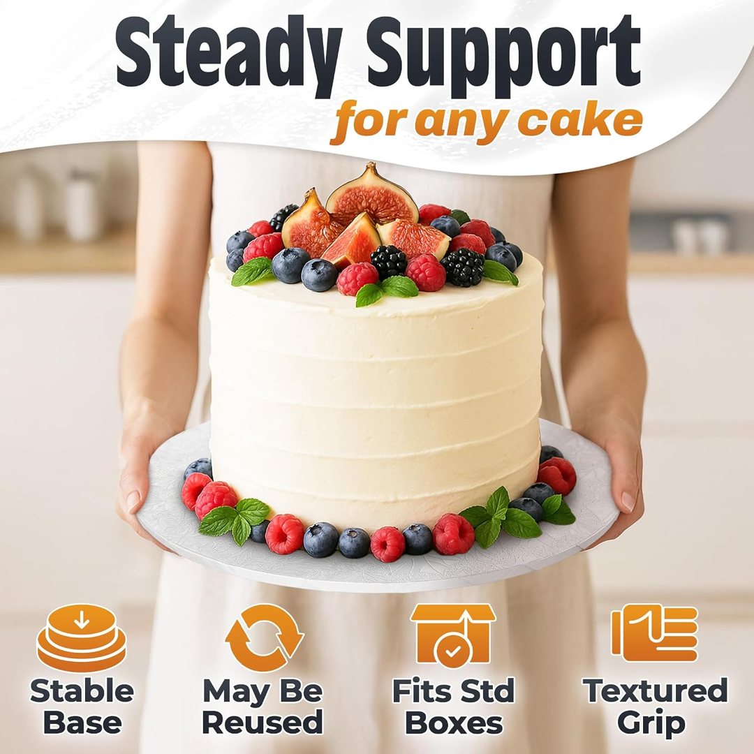 12 Inch Cake Drum, White Round Cake Board, 1/2 Inch Thick Cardboard, view 5
