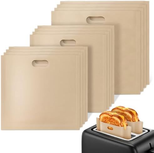 12 Pack Toaster Bags Reusable, 3 Sizes, Non-Stick, Heat Resistant