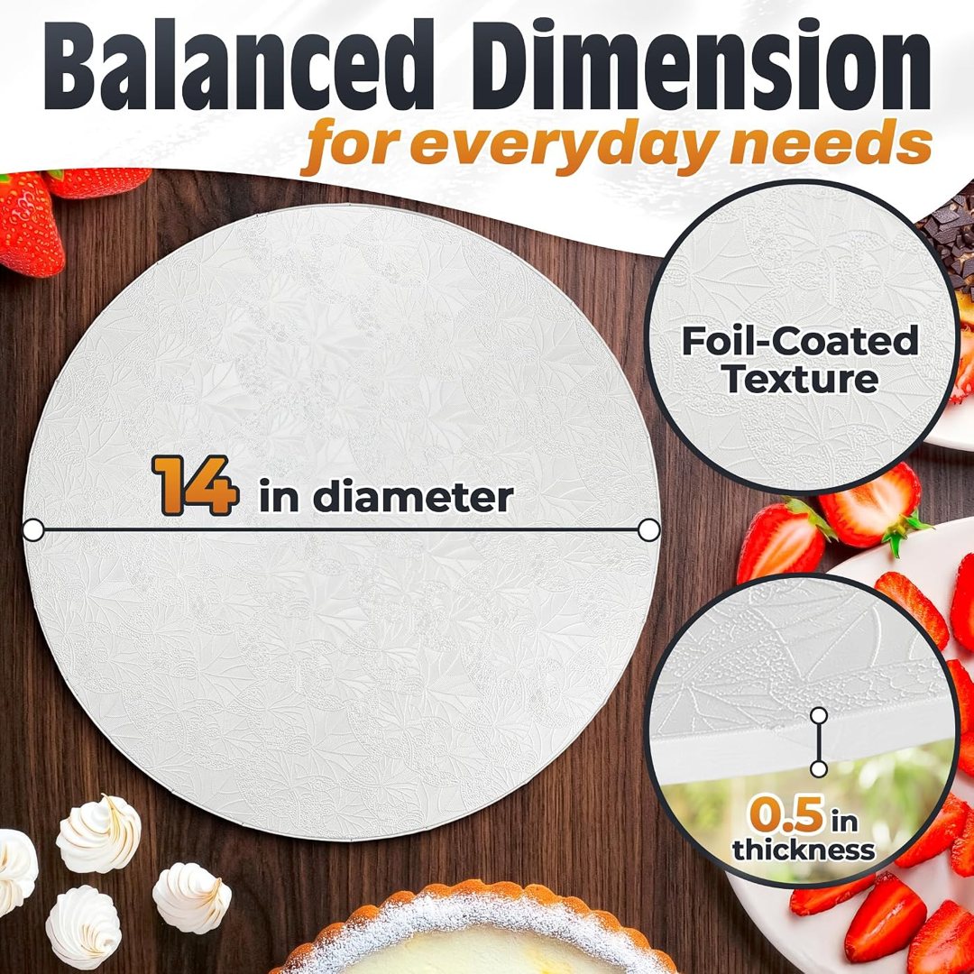 14 Inch Cake Drum, White Round Cake Board, 1/2 Inch Thick Cardboard, view 3