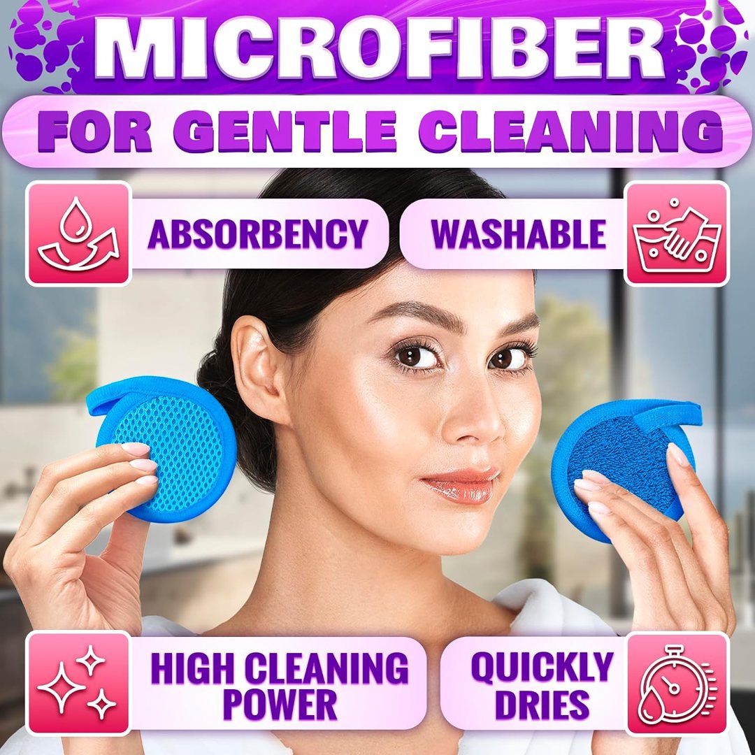 2 in 1 Face Scrub Pads, 3 Pcs Reusable Microfiber Face Scrubber Exfoli, view 4