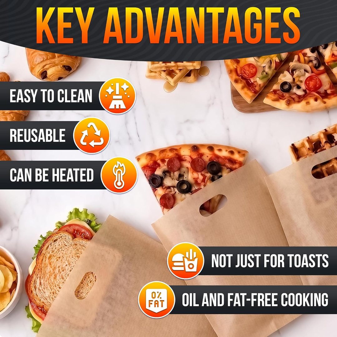 24 Pack Toaster Bags Reusable, 3 Sizes, Non-Stick, Heat Resistant, view 5