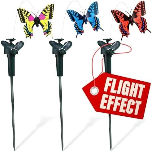 3 Pcs Flying Butterflies for Centerpieces, Weatherproof (Colorful)