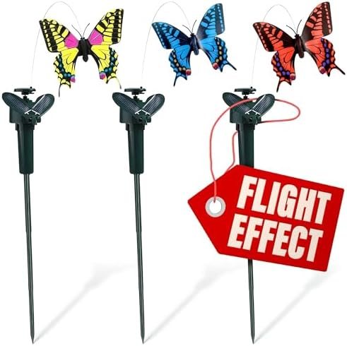 3 Pcs Flying Butterflies for Centerpieces, Weatherproof (Colorful)