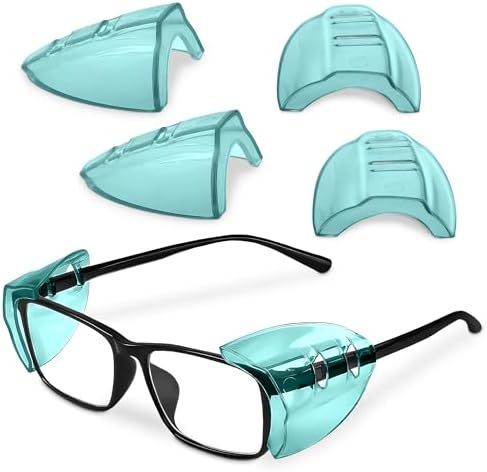 3 Pcs Side Shields for Safety Glasses, Clip On Eye Guards (Green)