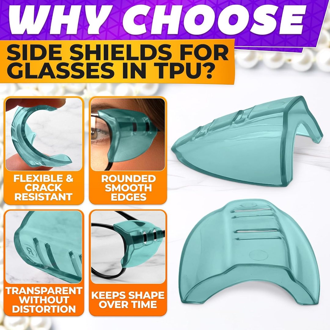 3 Pcs Side Shields for Safety Glasses, Clip On Eye Guards (Green), view 4