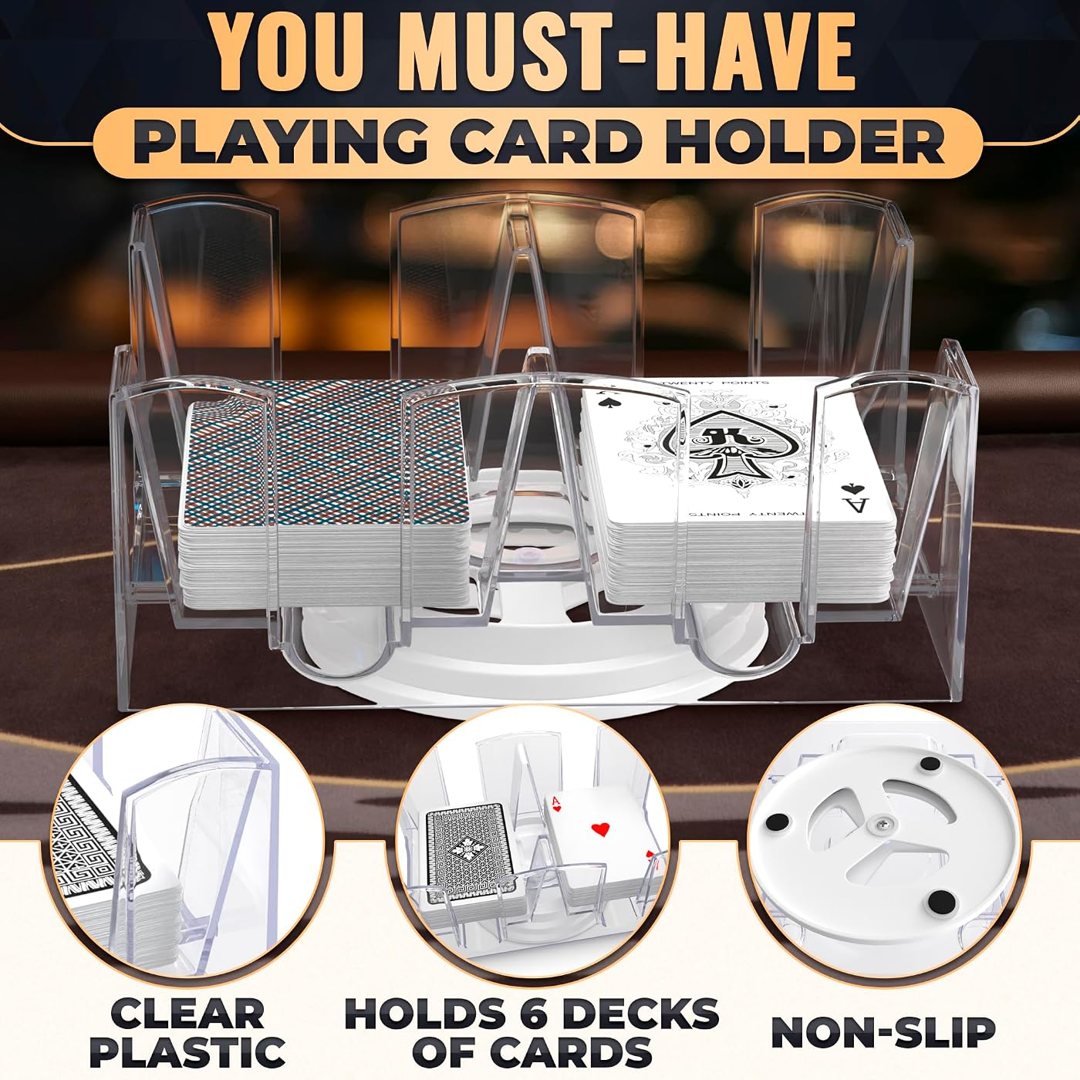 6 Deck Card Holders for Playing Cards, Rotating Canasta Card Holder, 7, view 5