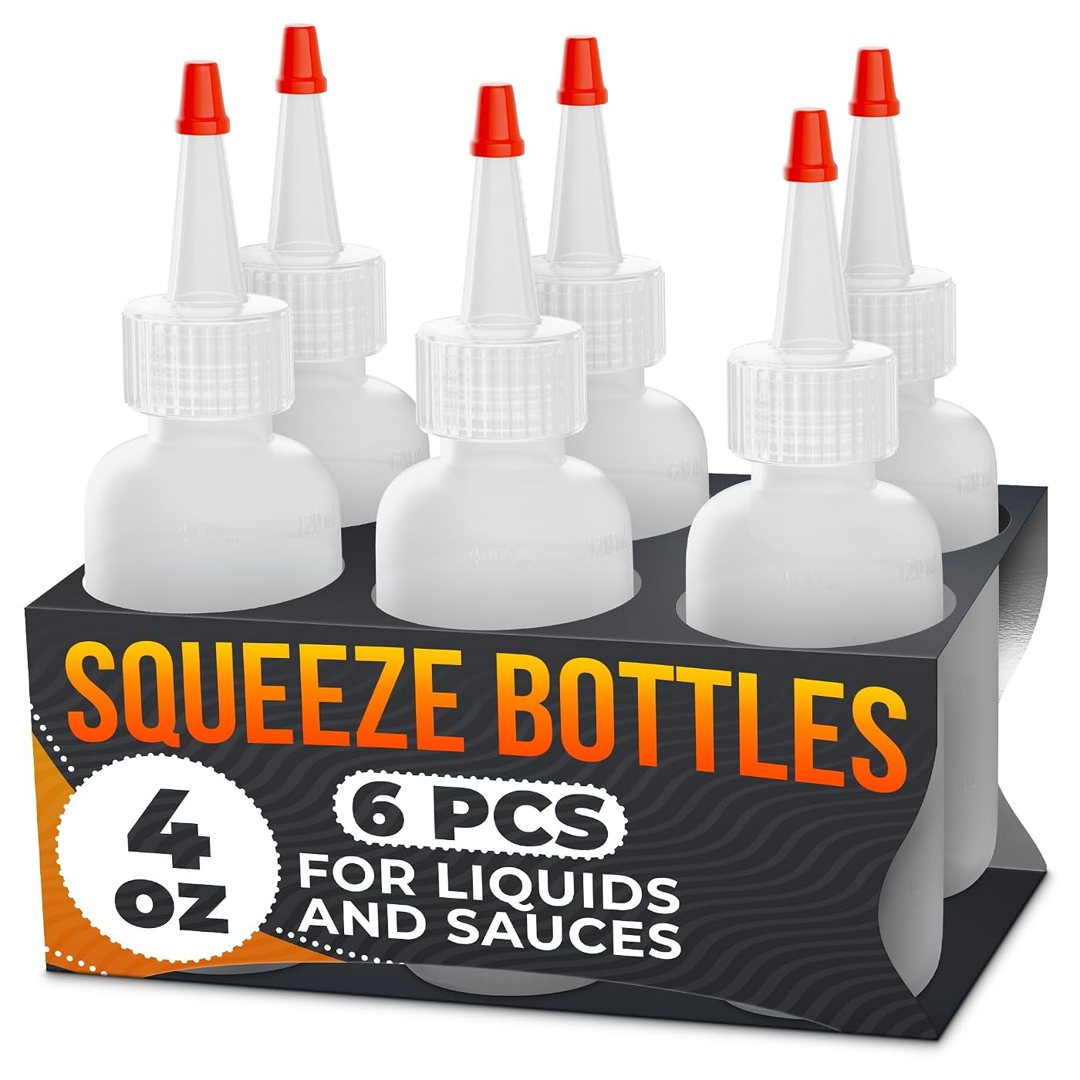 6-Pack Small Squeeze Bottles for Liquids 4 oz, Mini Sauce Dispensers, view 2