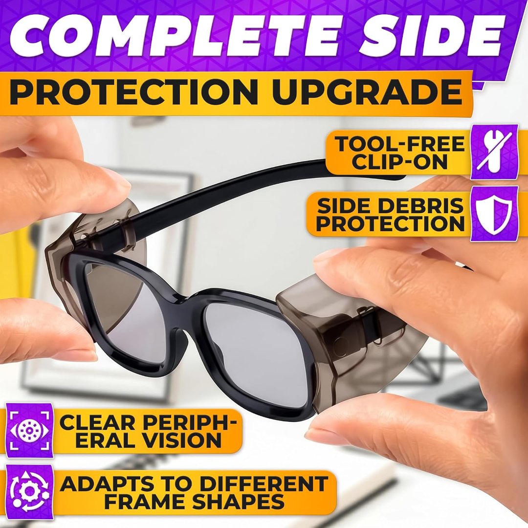 6 Pcs Eyeglass Side Shields, Clip-On, Universal Frame Fit (Brown), view 5