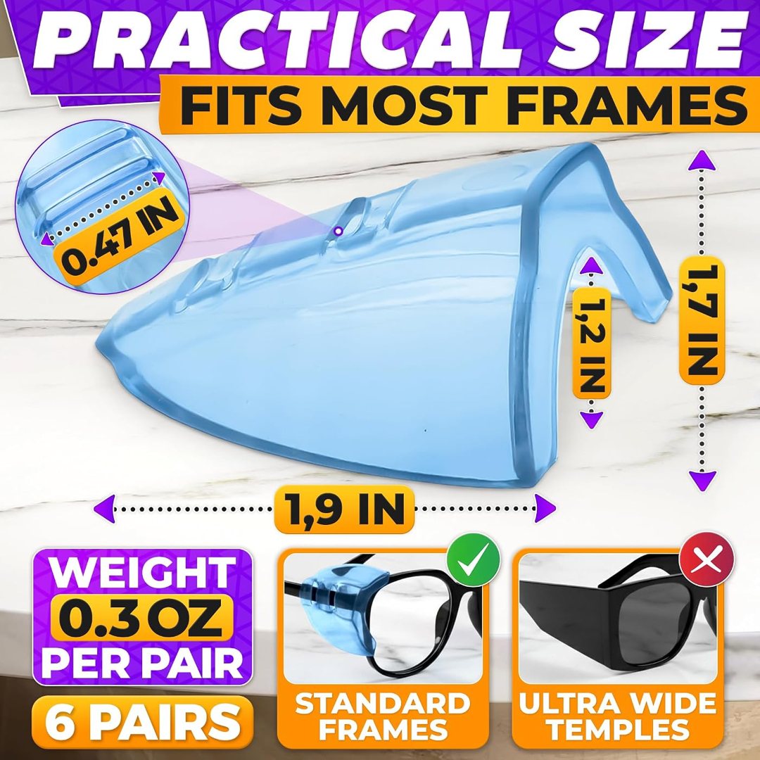 6 Pcs Glasses Side Shields, Clip On, a Gentle Flexible Fit (Blue), view 3
