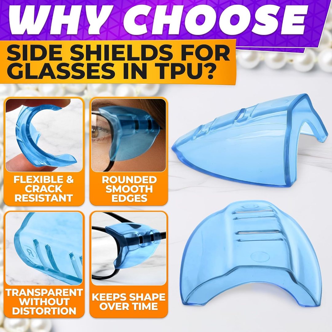 6 Pcs Glasses Side Shields, Clip On, a Gentle Flexible Fit (Blue), view 4