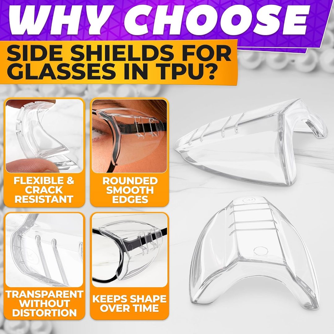 6 Pcs Safety Side Shields for Glasses Clip On, Fits 98% Eyeglasses, view 4