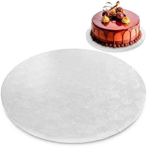 8 Inch Cake Drum, White Round Cake Board, 1/2 Inch Thick Cardboard
