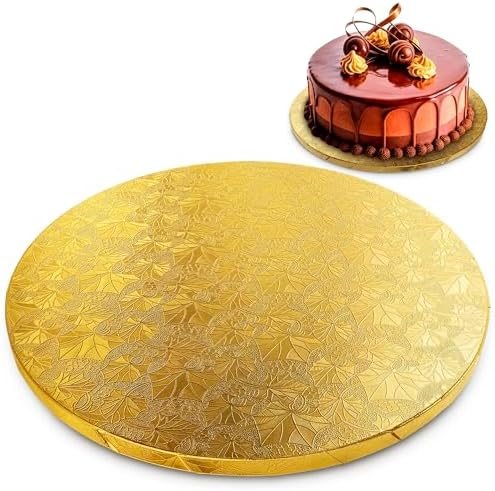8 Inch Gold Cake Board, Round Cake Drum, 1/2 Inch Thick Cardboard