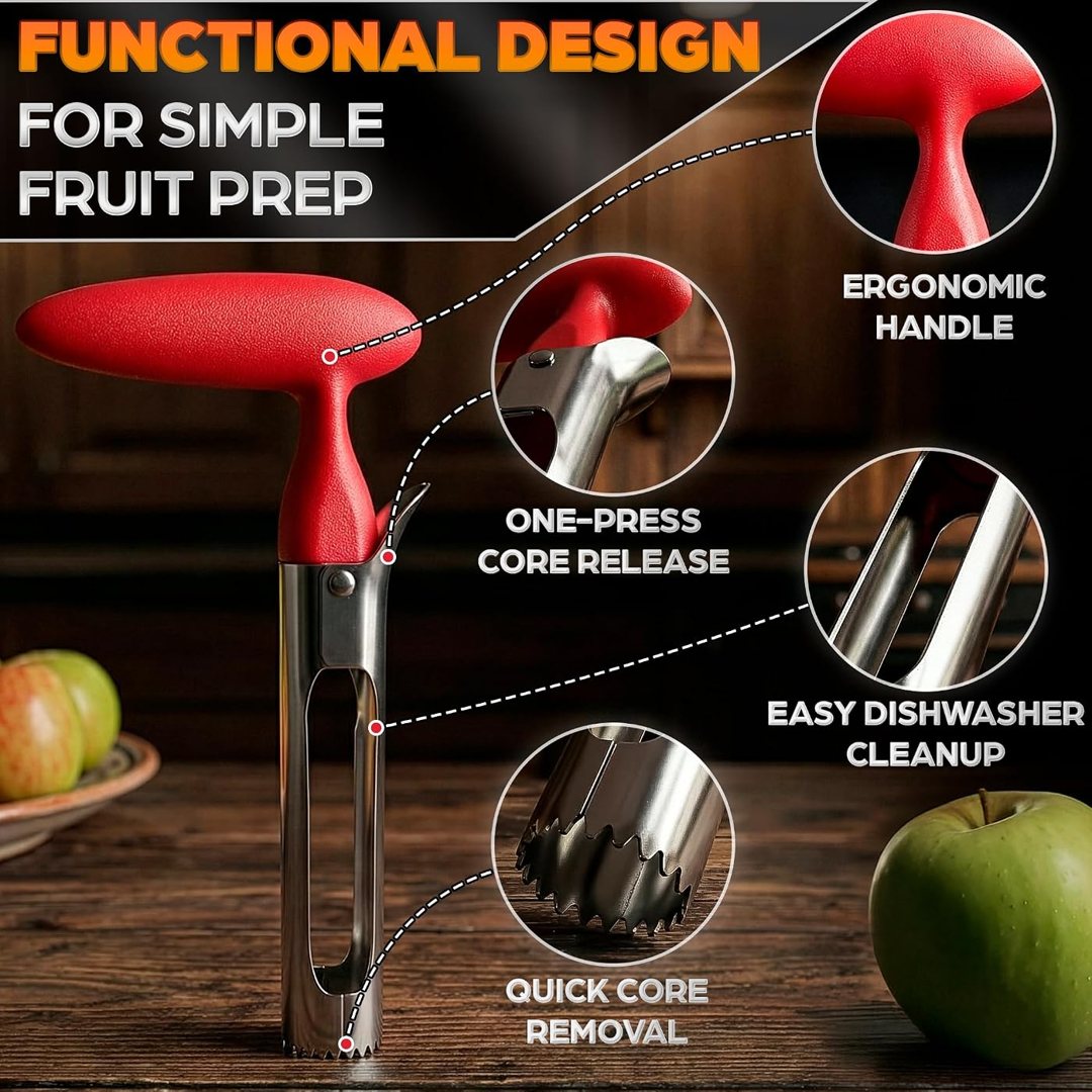 Apple Corer Tool, Stainless Steel Apple Core Remover, Fruit Corer, 7.3, view 5