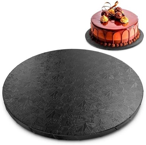 Black Cake Board 14 Inch, Round Cake Drum, 1/2 Inch Thick Cardboard