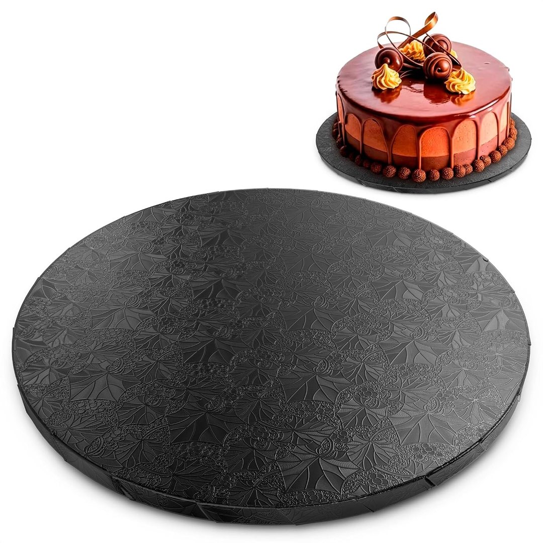 Black Cake Drum 10 Inch, Round Cake Board, 1/2 Inch Thick Cardboard, view 2