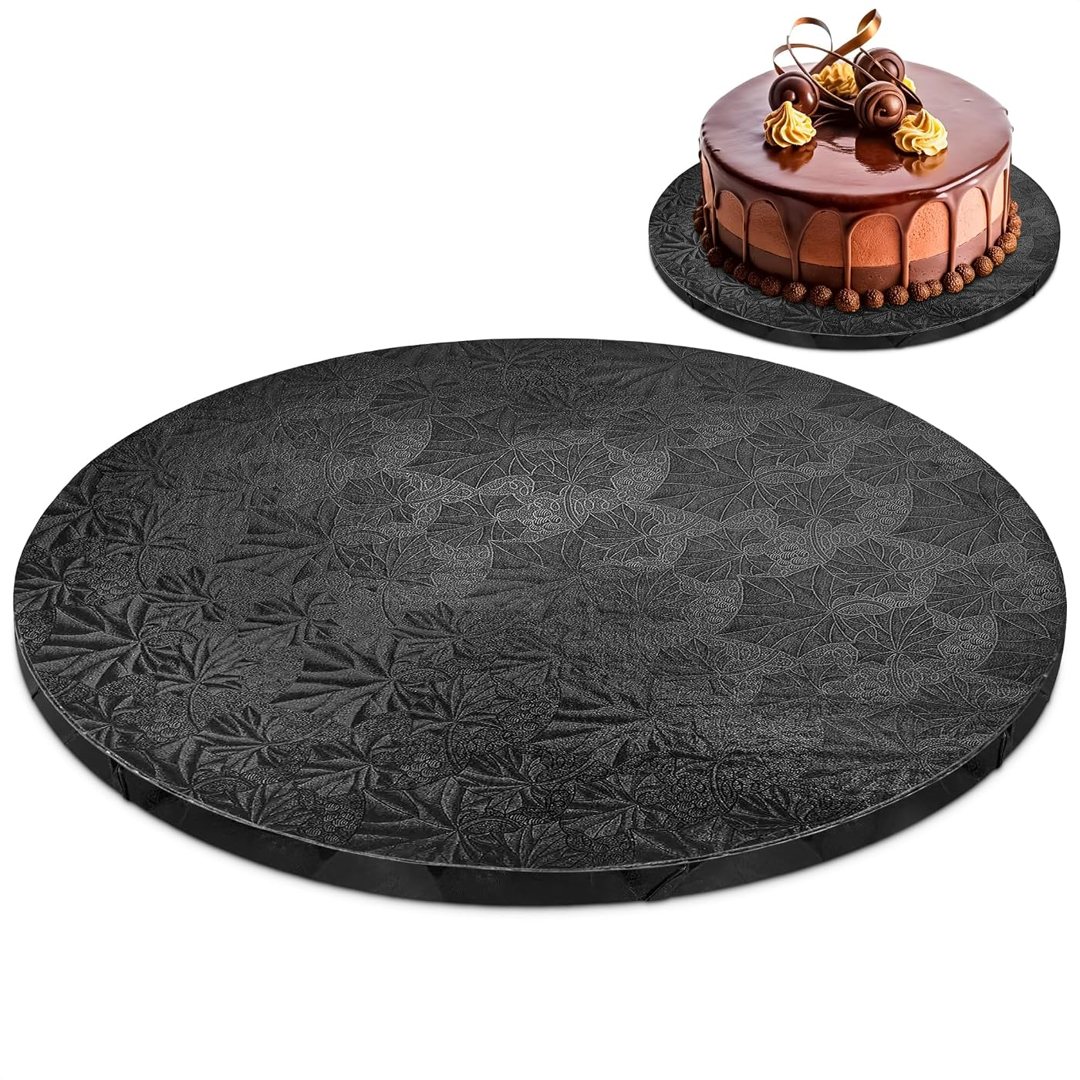 Black Cake Drum 12 Inch, Round Cake Board, 1/2 Inch Thick Cardboard, view 2