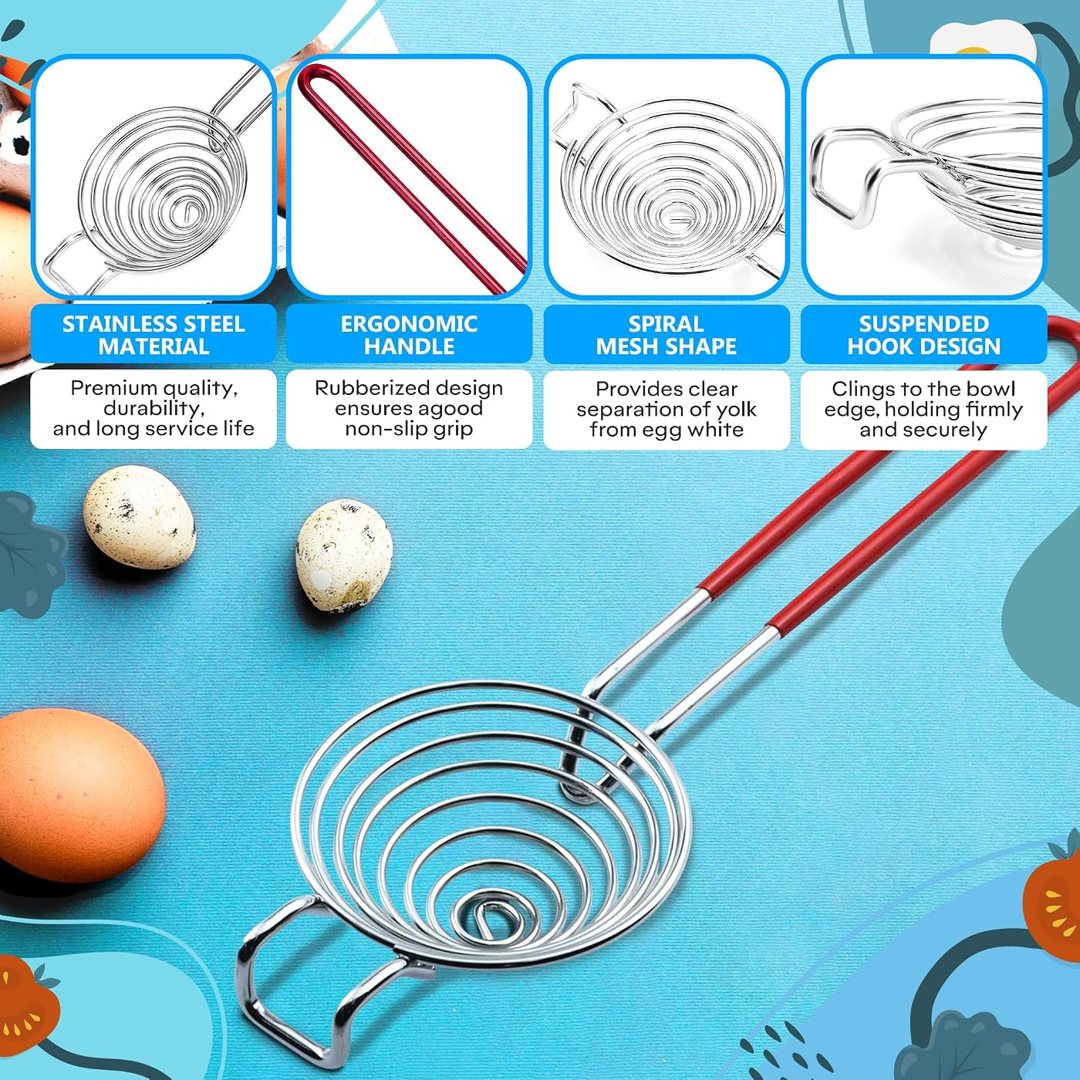 Egg Separator for Raw Eggs, Stainless Steel Yolk Remover and Filter, view 4