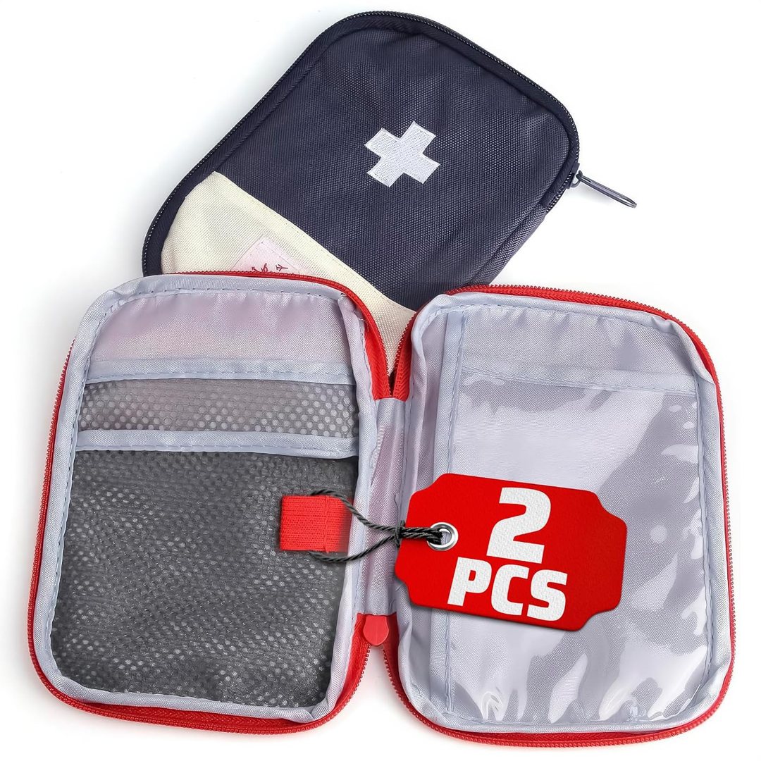 First Aid Bag Empty 2 Pcs, Small Travel Medical Pouch with Zipper, view 2