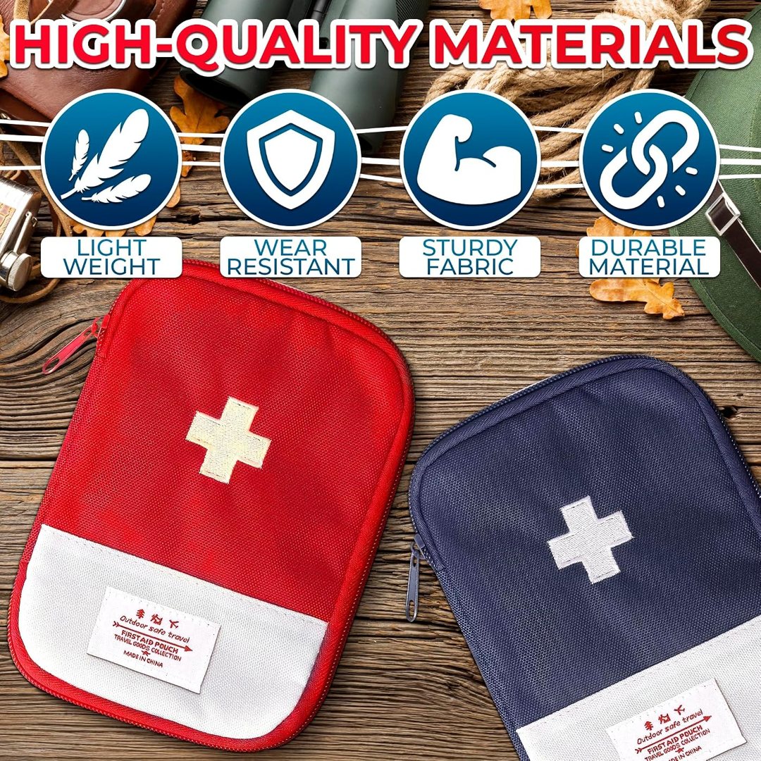 First Aid Bag Empty 2 Pcs, Small Travel Medical Pouch with Zipper, view 4