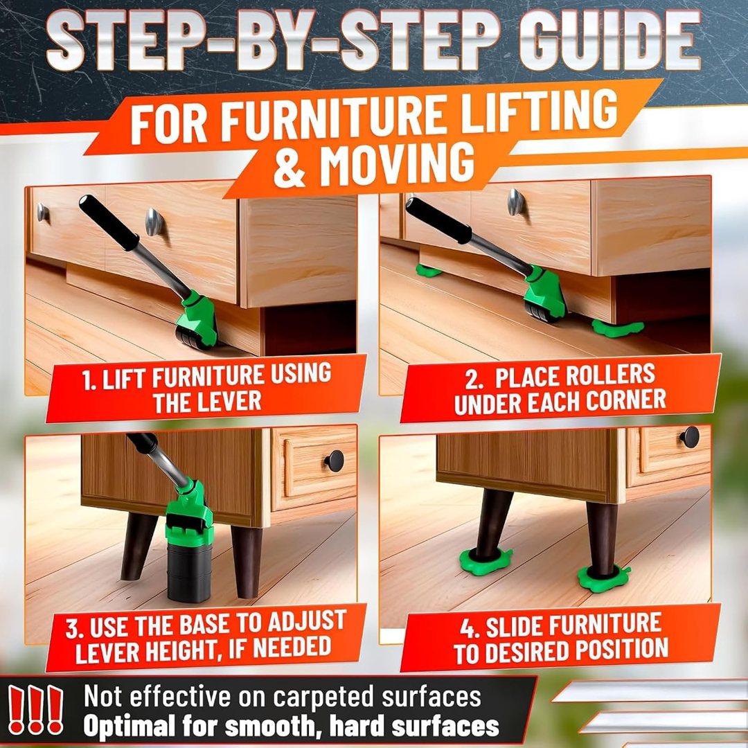 Furniture Sliders with Wheels, Furniture Lifter Tool Set Up to 660 Lbs, view 4