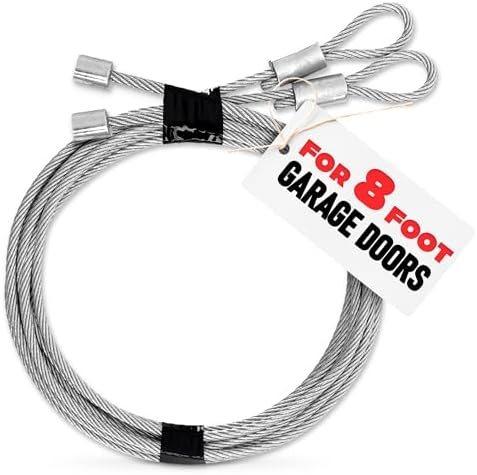 Garage Door Cables for 8 Ft Door, 9 Ft 7 in Galvanized Steel, 2 Pack
