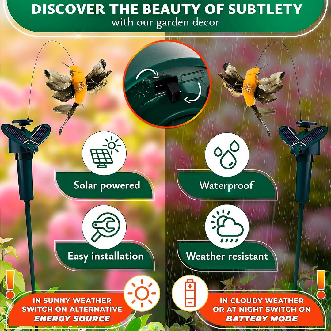 Garden Decor Stakes Set of 6 – 3 Fluttering Hummingbird & 3 Colorful F, view 5