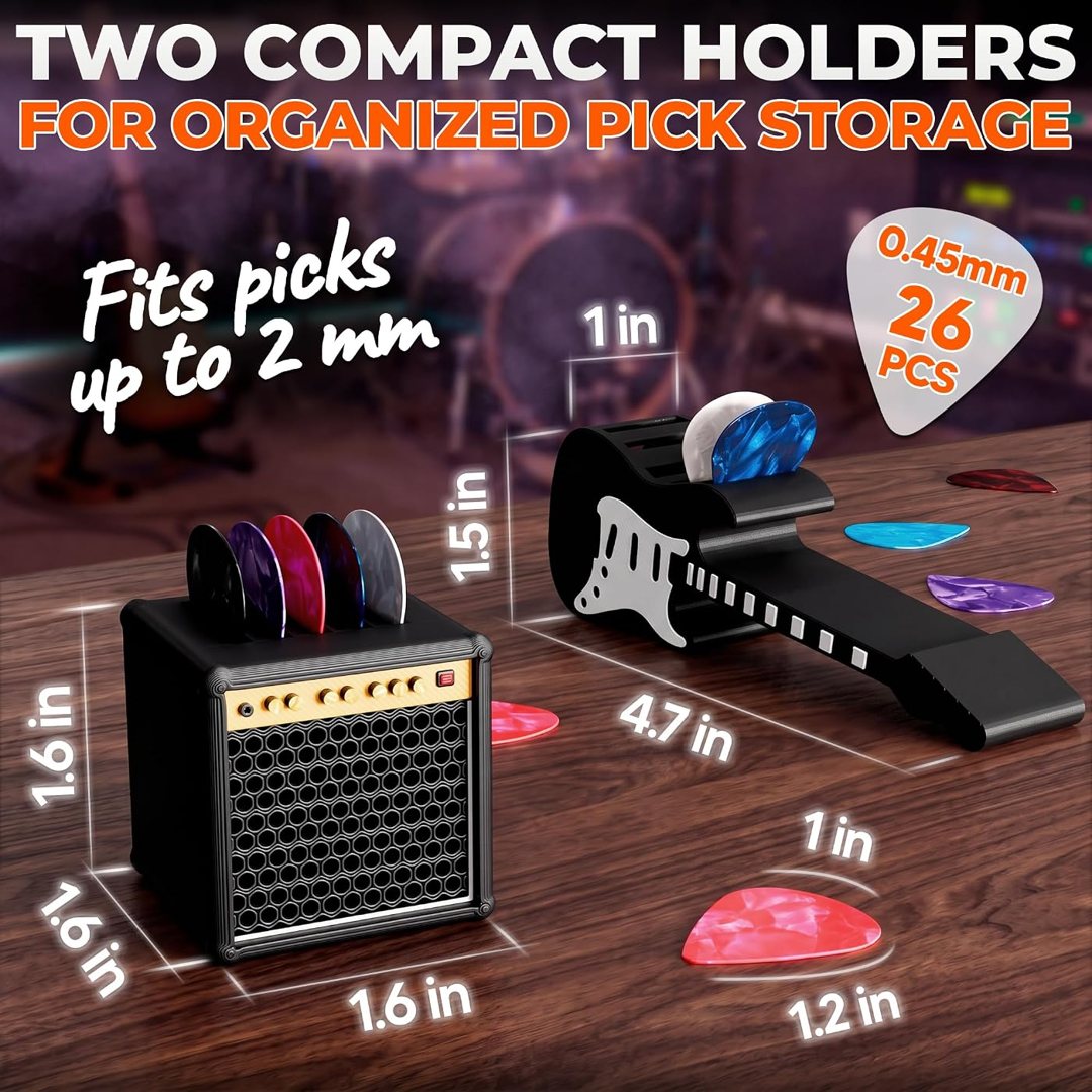 Guitar Pick Holder and Display Set, Amp Box, Black, 13 Slots, view 3