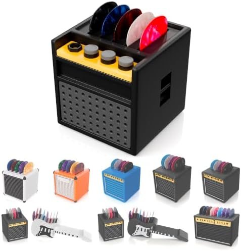 Guitar Pick Holder Box for 5 Picks, Mini Amp Display, Black 2 in
