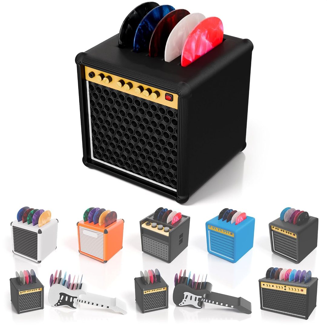 Guitar Pick Holder Case, Mini Amp Storage, Black, 1.6 in, 5 Slots, view 2