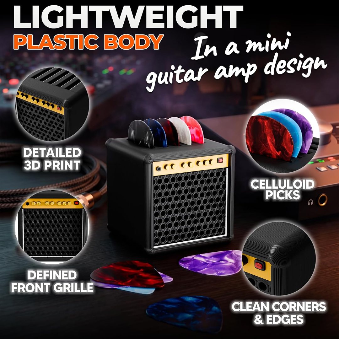 Guitar Pick Holder Case, Mini Amp Storage, Black, 1.6 in, 5 Slots, view 4