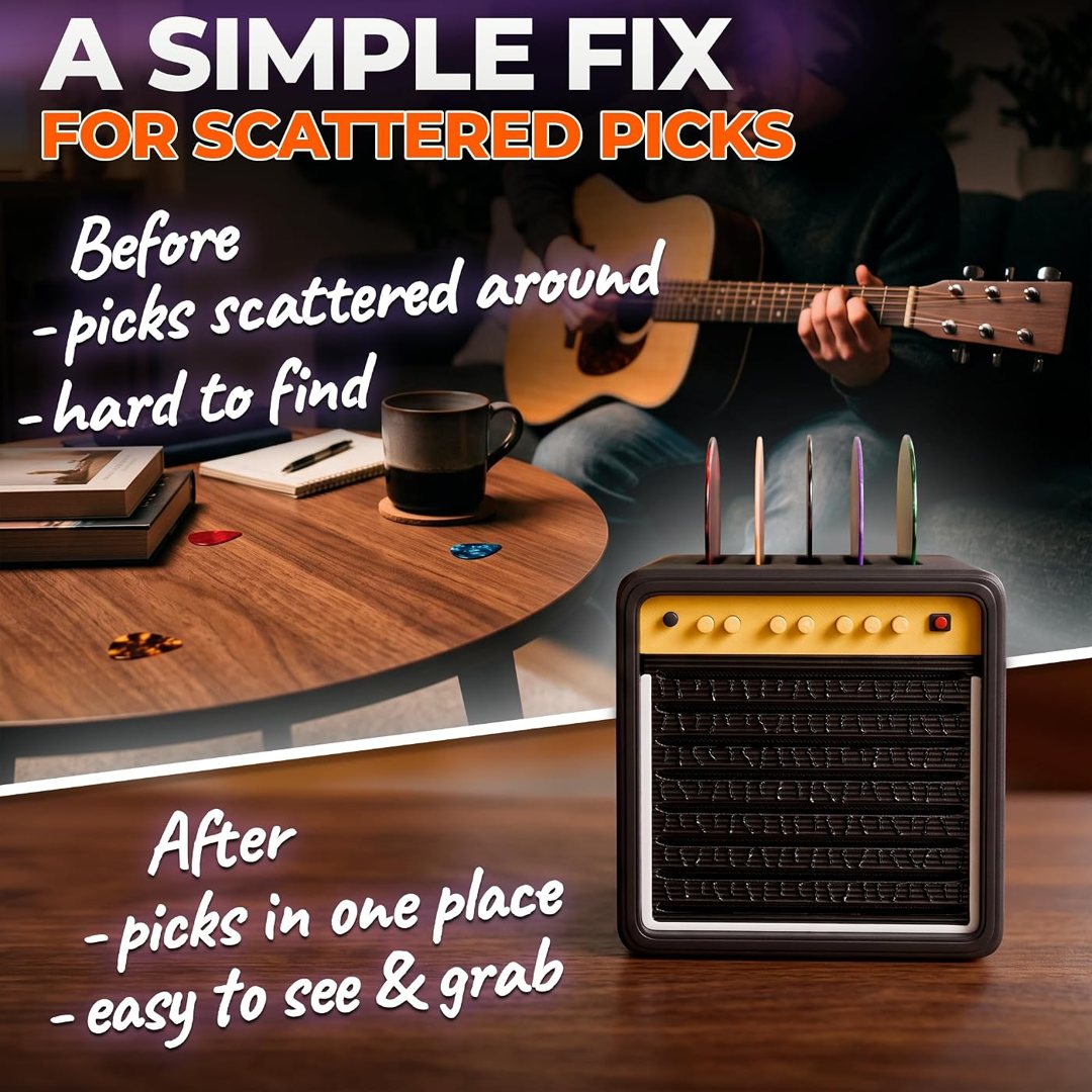Guitar Pick Holder Display Box, Mini Amp, Dark Blue, 5 Slots, view 4