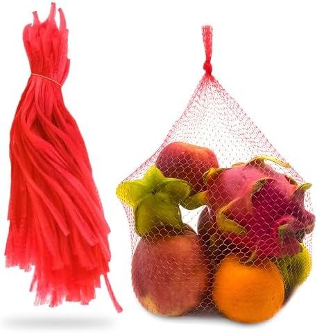 Mesh Produce Bags 200 Pcs, Reusable Drawstring Storage Bags, 13.7 In