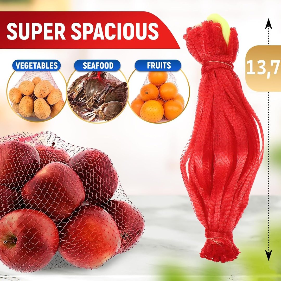 Mesh Produce Bags 200 Pcs, Reusable Drawstring Storage Bags, 13.7 In, view 3