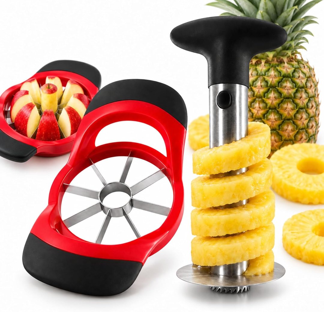 Pineapple Corer and Slicer, Apple Cutter, Stainless Steel Fruit Tool, view 2