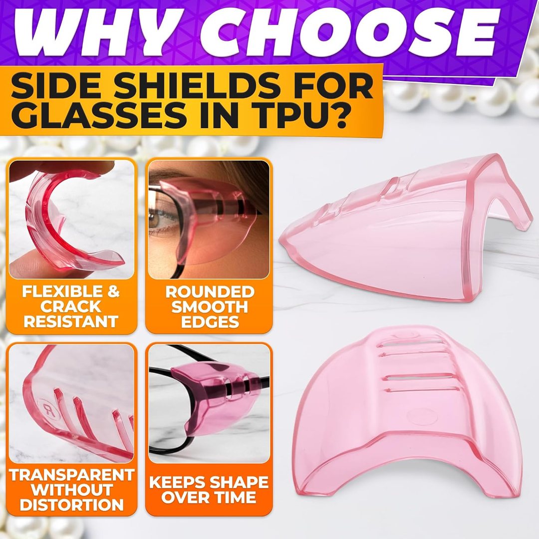 Pink Safety Side Shields for Glasses Clip-On - 6 Pack Multi-Frame Fit , view 4