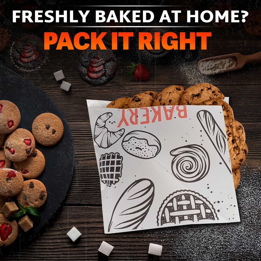 Printed Wax Paper Sandwich Bags 150 Pcs, 5.71 x 5.91 In Pretzel Bags, view 5
