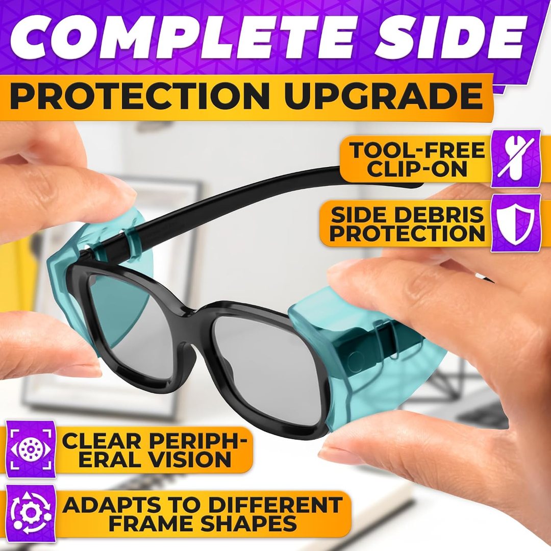 Safety Glasses Side Shields, 6 Pcs Clip On, Fits Most Frames (Green), view 5
