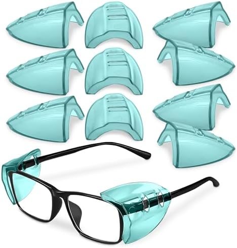 Safety Glasses Side Shields, 6 Pcs Clip On, Fits Most Frames (Green)