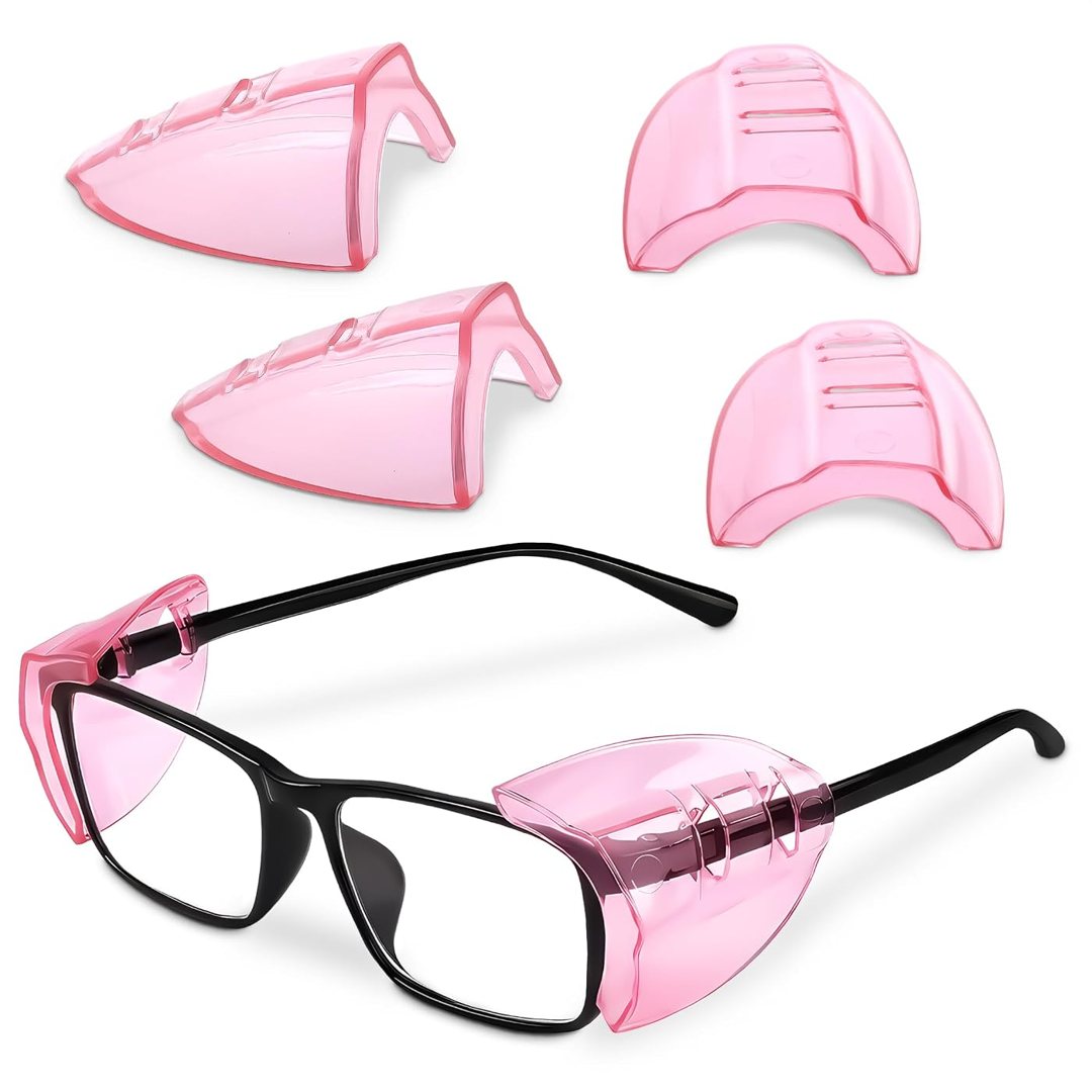Side Shields for Glasses 3 Pcs, Pink Transparent Clip-On Eye Guards, view 2