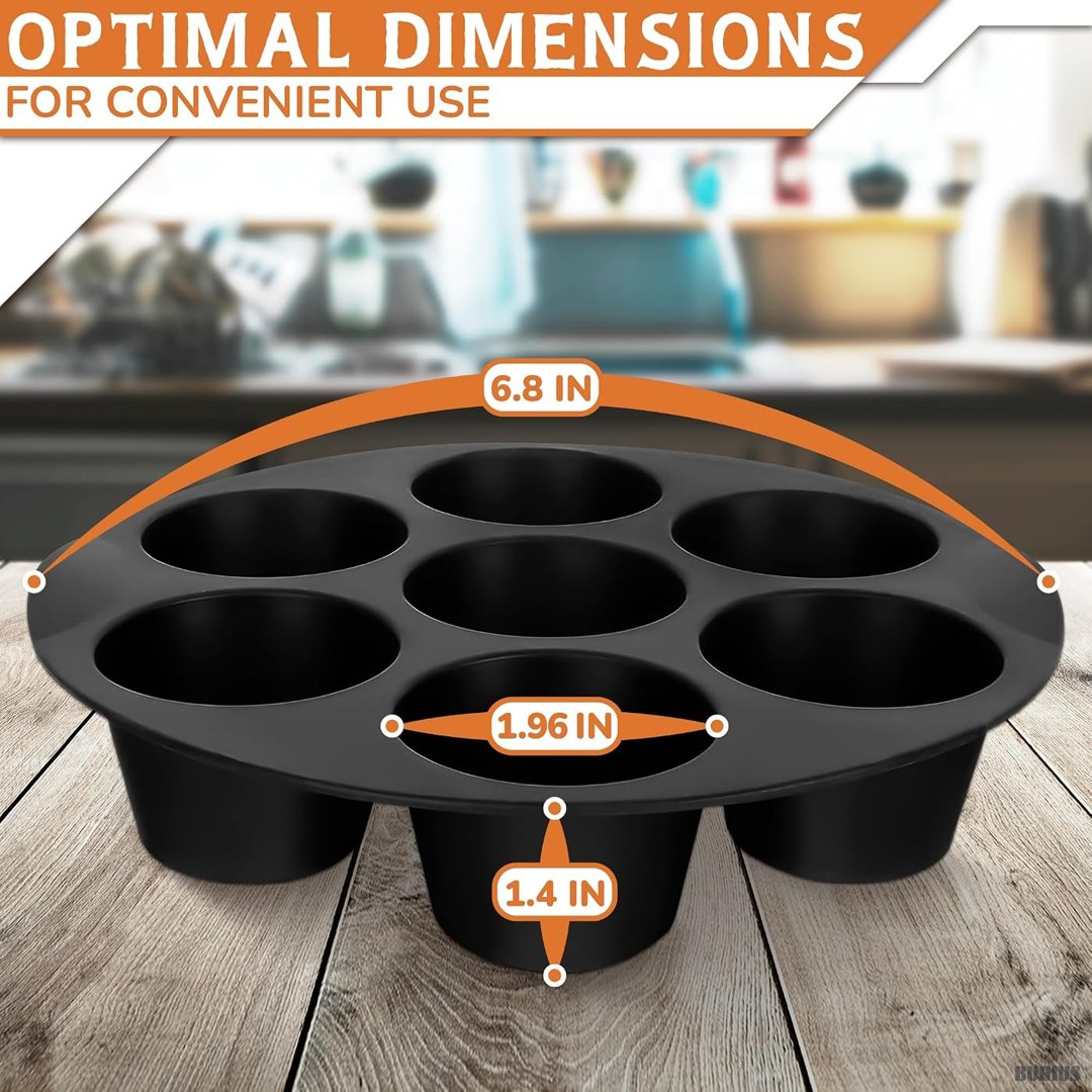 Silicone Muffin Pan, Non-Stick Cupcake Mold for Air Fryer, 7 Cups, view 3