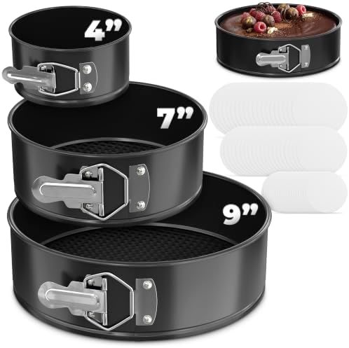 Springform Pan Set of 3, 4 7 9 Inch Nonstick Round Cheesecake Pans