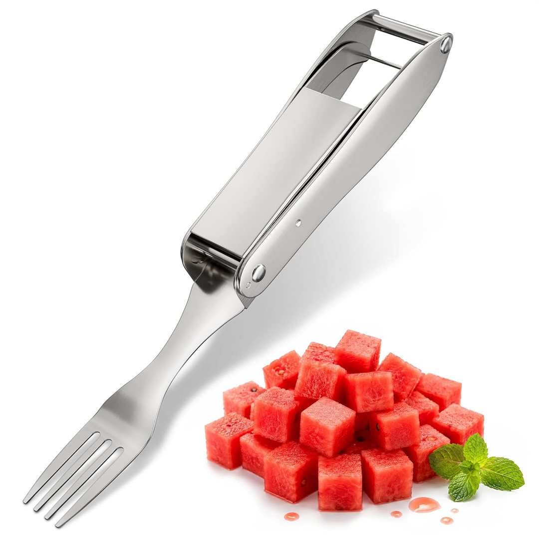 Watermelon Cutter Slicer Tool 2-in-1, Retractable Fork, 304 Steel, view 2
