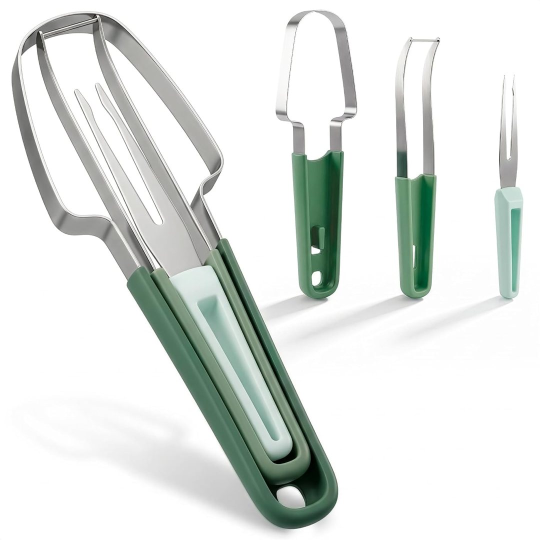 Watermelon Cutter Slicer Tool 3-in-1, Stainless Steel, for Picnics, view 2
