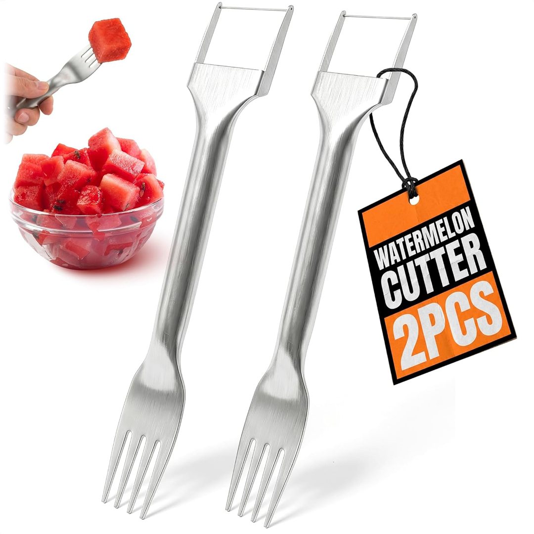 Watermelon Fork Slicer Cutter, Stainless Steel, 9.25 Inch (Silver), view 2